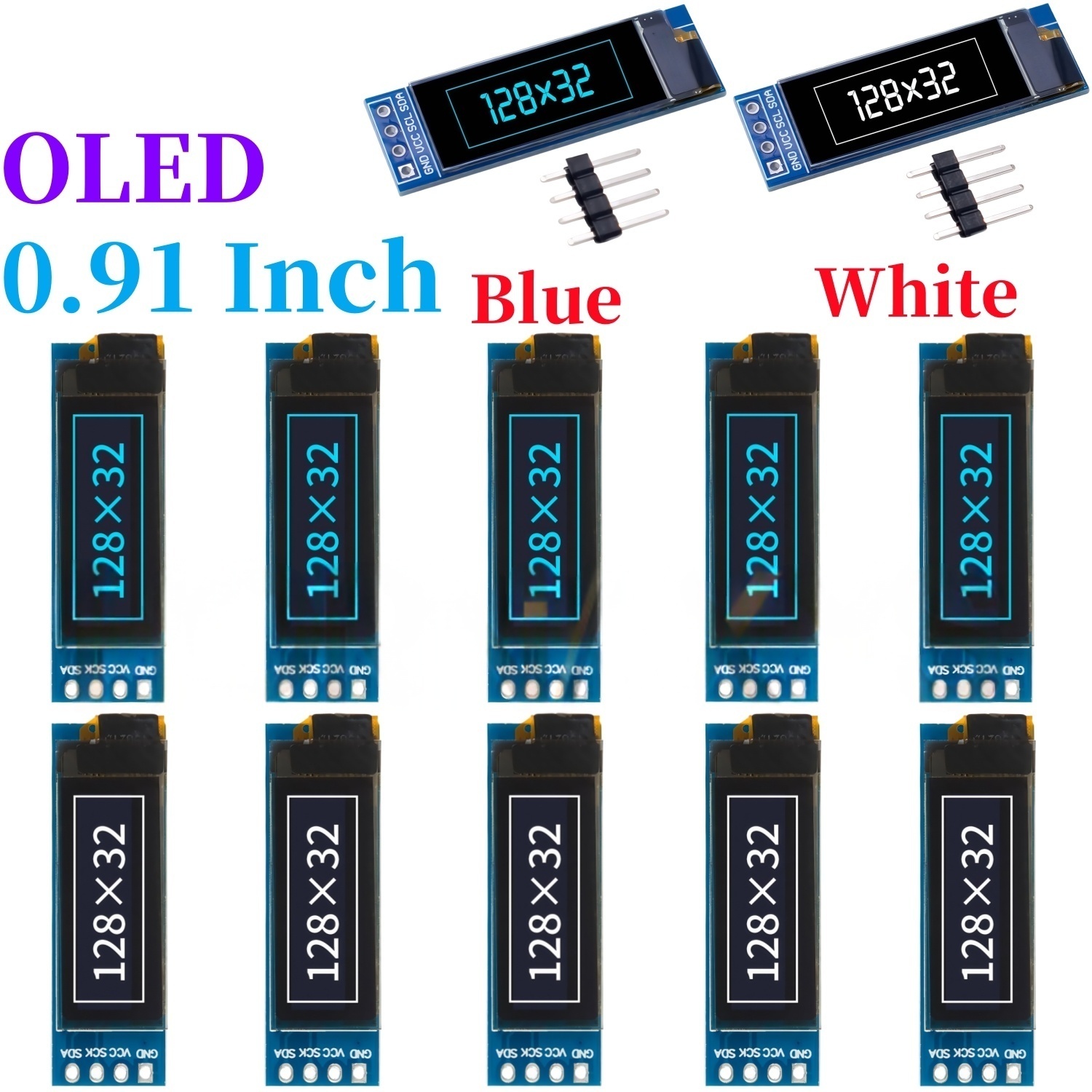 Ssd1306 - 0.91 بوصة 128x32 IIC I2C أبيض/أزرق