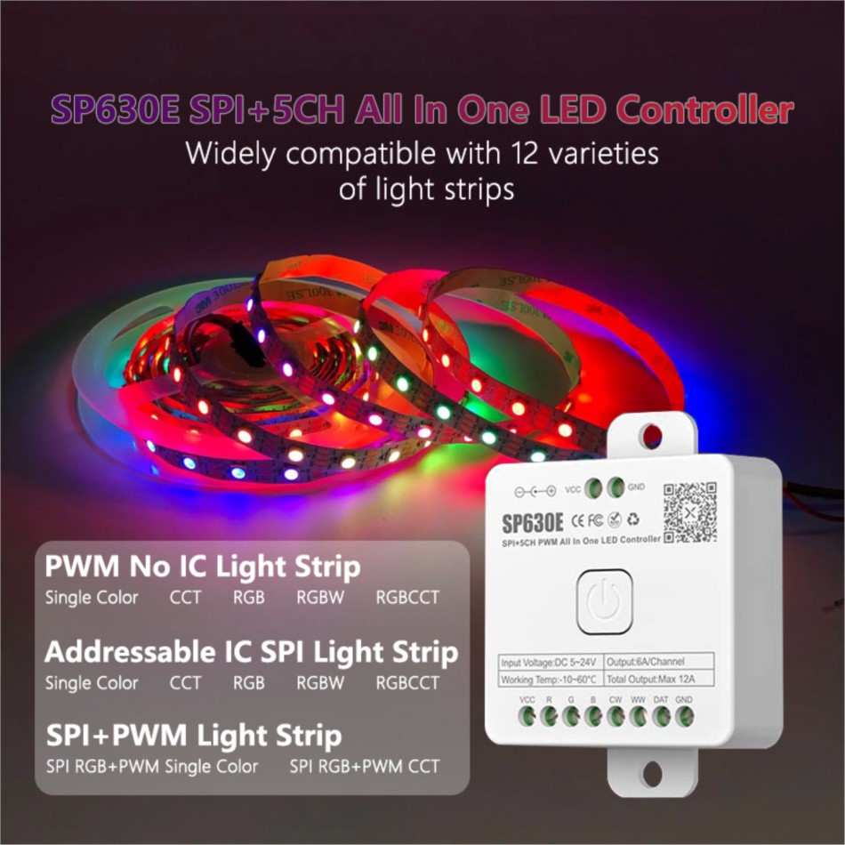 شريط إضاءة ليد ذكي BT SP630E ، - مراجعة Ws2812B Strip 5V وسعره