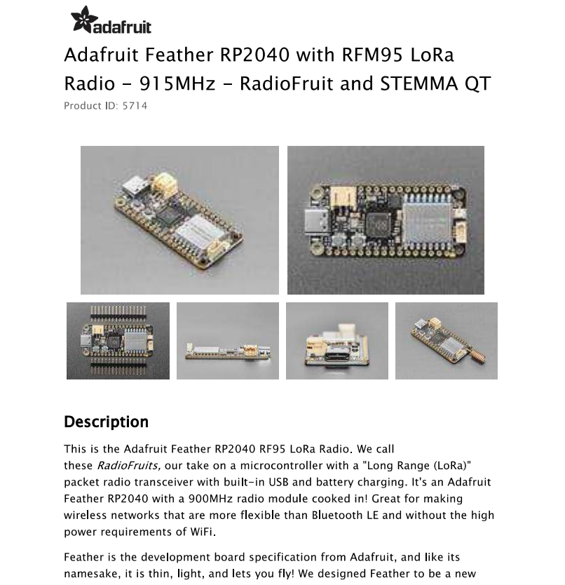 5714 Feather RP2040 مع راديو L - مراجعة Lora Rfm95 وسعره